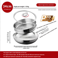 Poêle à frire en titane pur laminé à chaud, antiadhésive, non revêtue, diamètre 34 cm, 1,55 kg, légère
