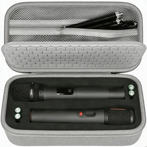 Étui de transport rigide en EVA pour microphone sans fil, avec mousse moulée, poche en maille, fermeture éclair, boîte de transport, logo personnalisé, compatible avec microphone de 8,25 à 10,5 pouces - Product Image 1