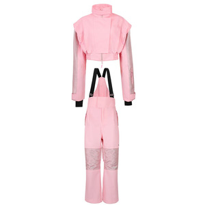 2025 Winter Women's Cute <strong>Ski</strong> Suit Waterproof Snowboard <strong>Jacket</strong> with Windproof Bibs Warm <strong>Pink</strong> Printed Snowsuit - Product Image 2
