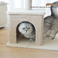 Arbre à chat double couche amovible avec griffoir en jute, lit supérieur lavable et condo pour chats d'intérieur