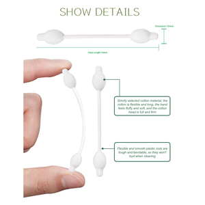 Coton-tiges biodégradables double face pour démaquillage, 55 pièces, avec bâtonnets en plastique et boîte carrée plate - Product Image 3