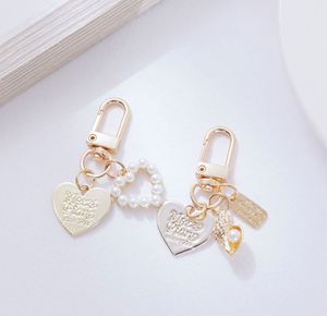 Gold Metal Letter <b>Shell</b> Conch Pearl Keychain Cute Heart Ornament Charm Women Girl Fashion Key Ring Trinket Bag Accessories - Product Image 6