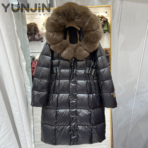 <span class=keywords><strong>Veste</strong></span> longue de luxe pour <span class=keywords><strong>femme</strong></span> avec grand col en vraie fourrure de renard, capuche, duvet de canard blanc, ceinture à la <span class=keywords><strong>taille</strong></span>, parka <span class=keywords><strong>grande</strong></span> <span class=keywords><strong>taille</strong></span> pour l'hiver - Product Image 1