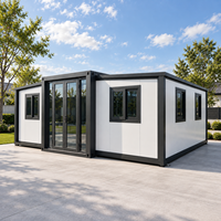 Maison préfabriquée extensible avec structure pliante à double aile, maison conteneur modulaire et conception de bâtiment intégrée