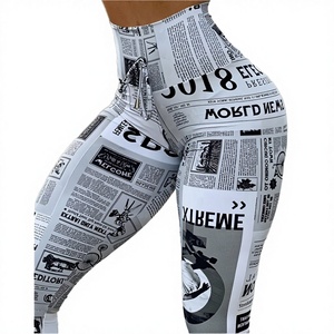 Legging vintage taille haute extensible à imprimé numérique, style européen et américain, coupe ajustée, en velours polyester, longueur midi, 220g XY6657 - Product Image 3
