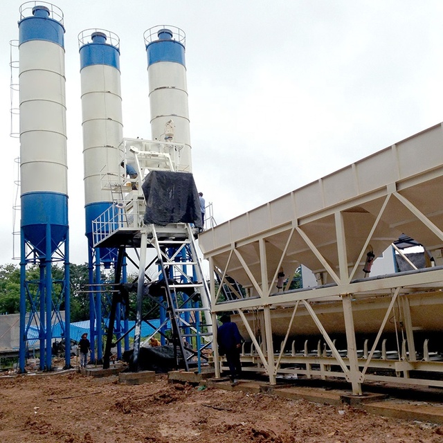 Mobile 75m3/h Concrete Batching Plant ISO Ensured Accurate Dosing Fully Automatic Control System Pump for Production Line