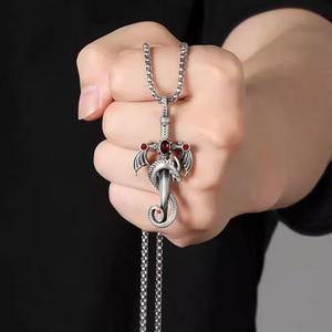 Collana con Ciondolo a Forma di <span class=keywords><strong>Spada</strong></span> di Drago Vintage Wowei, Collana Hip Hop Punk per <span class=keywords><strong>Uomo</strong></span> e Donna - Product Image 3