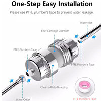 Purificateur d'eau de douche transfrontalier le plus vendu en acier inoxydable avec filtration à 8-10-15-20 niveaux, remplissage automatique et élimination du chlore