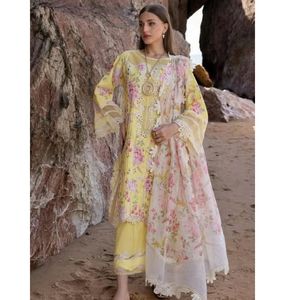 Embroidered Chiffon 3 Piece Unstitched Salwar Kameez Suit <b>for</b> Women Ethnic Party Wear Winter/Summer - Product Image 1