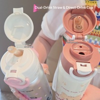 Vaso Infantil Aislado al Vacío de Acero Inoxidable 316 con Diseño Dopamina, con Pajita, Doble Uso (Beber y Tomar Directo), Portátil