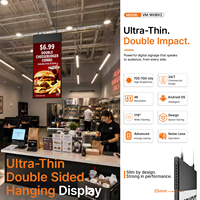 Pantalla Comercial Digital LCD para Ventanas de Centros Comerciales, Doble Cara, 700 Nits, 4K, Software CMS, Colgante del Techo