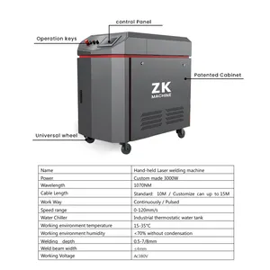 Máquina de soldadura láser de mano barata ZK máquina de soldadura de aluminio argón 2000W Mini 3 en 1 máquina