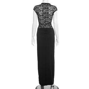 Viviblook J25DS473 Vestidos de Noche para Mujer, Nuevo Vestido Largo con Encaje Transparente, Cuello Redondo, Diseño de Parches y Abertura - Product Image 6