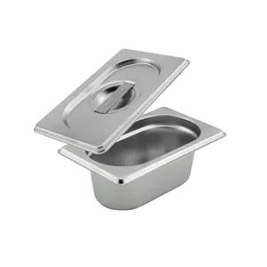 Hot Sale 1/9 Kitchen Steam Food Gn Pan Warmer 304 Lid Full Size Stainless Steel Ice Cream Pan Gn For Hotel Restaurant