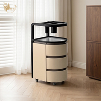 Chariot de Salon Courbé de Luxe Moderne avec Support pour Sèche-Cheveux - Chariot de Coiffeur Roulant Multi-Tiroirs et Organisateur de Rangement pour Produits de Beauté