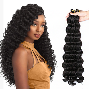 Vente en gros 22 pouces 80 grammes synthétique Deep Twist Boho Beach Wave tresses Crochet tressage cheveux pièces jointes cheveux en vrac océan vague torsion - Product Image 1