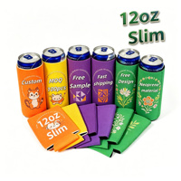 Manchon isotherme en néoprène personnalisé avec logo pour canette mince 12 oz – Réutilisable, idéal pour les fêtes, promotionnel, cadeau, vente en gros