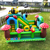 Château gonflable multifonctionnel sur le thème de la forêt avec toboggan, château de saut personnalisé abeille et papillon pour enfants