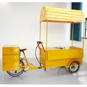 2024 nuova strada di caffè triciclo Snack cibo bici succo di latte gelato bici Business Bike con 80L frigo per la vendita