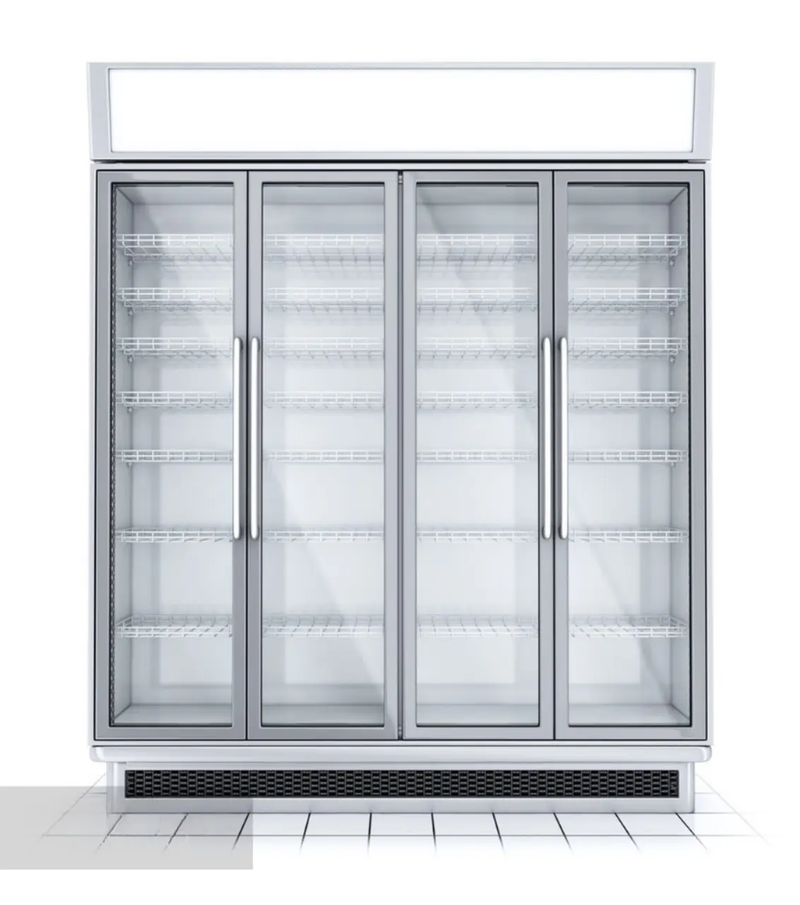 Pendingin freezer minuman tampilan pintu kaca