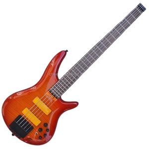 Guitare électrique sans tête Flyoung Cherry Sunburst <span class=keywords><strong>5</strong></span> <span class=keywords><strong>cordes</strong></span>, instruments à <span class=keywords><strong>cordes</strong></span>, corps en acajou - Product Image 1
