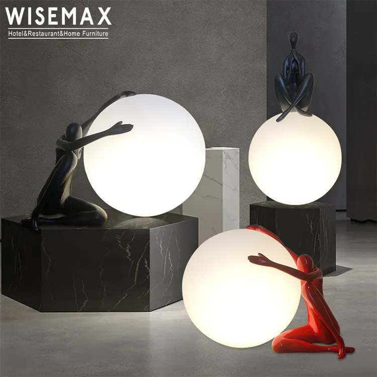 Мебель WISEMAX в скандинавском стиле, домашний декор, круглая белая настольная лампа, пластиковый абажур, настольная лампа с полимерной основой для гостиной, спальни