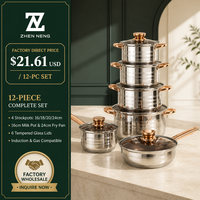 Ensemble de 12 ustensiles de cuisine en acier inoxydable Zhenneng, compatibles induction, casseroles et poêles pour la cuisine à domicile