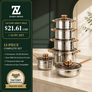 Juego de Utensilios de Cocina de Acero Inoxidable Zhenneng de 12 Piezas, Ollas y Sartenes Compatibles con Inducción para Cocina Doméstica - Product Image 2