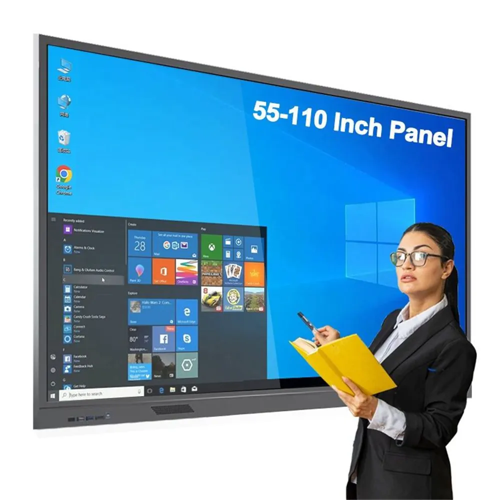 55/65/75/85/98/100/110 inch màn hình cảm ứng tương tác phẳng Bảng điều khiển phòng họp giáo dục lớp học bảng trắng tương tác thông minh