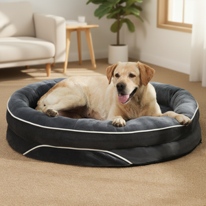 Lit <span class=keywords><strong>pour</strong></span> <span class=keywords><strong>chien</strong></span> de grande taille en mousse à mémoire de forme <span class=keywords><strong>orthopédique</strong></span> lavable en peluche courte grise personnalisé par le fabricant, tapis de sommeil rectangulaire <span class=keywords><strong>pour</strong></span> chiens de taille moyenne à grande - Product Image 1