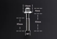 Boulon de jante fendue à 12 points chromé M7x32mm Grade 12.9 avec écrou pour moyeu de roue