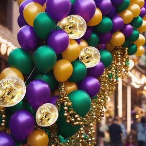 Kit Arco di Palloncini per Mardi Gras Viola Verde Oro 167 Pezzi Palloncini per Mascherata Martedì Grasso - Product Image 4