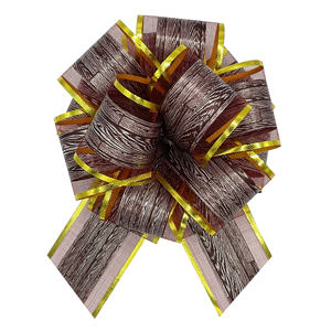 Ruban <span class=keywords><strong>d</strong></span>'impression à motif de <span class=keywords><strong>bois</strong></span> de grain enduit mat <span class=keywords><strong>d</strong></span>écoration de mariage avec pompon tirer organza bord emballage cadeau de noël - Product Image 3