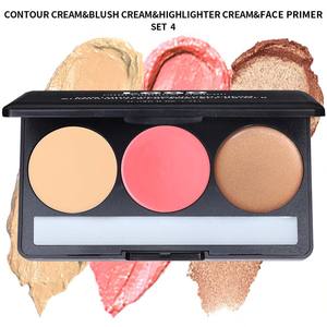 <span class=keywords><strong>Palette</strong></span> de couleurs noires sans logo, 3 couleurs, poudre et blush crémeux pour le visage, illuminateur, anticernes, base de maquillage transparente pour le visage - Product Image 3