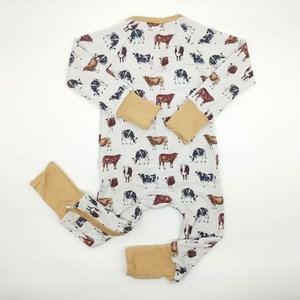 Niedliche Baby Stram pler benutzer definierte Druck muster Baby kleidung setzt Bambus Reiß verschluss Baby kleid - Product Image 4
