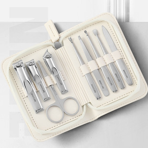 Juego de 9 piezas de cortaúñas de acero inoxidable del fabricante, cortaúñas, tijeras para uñas, bolsa con cremallera para guardar herramientas de manicura - Product Image 1