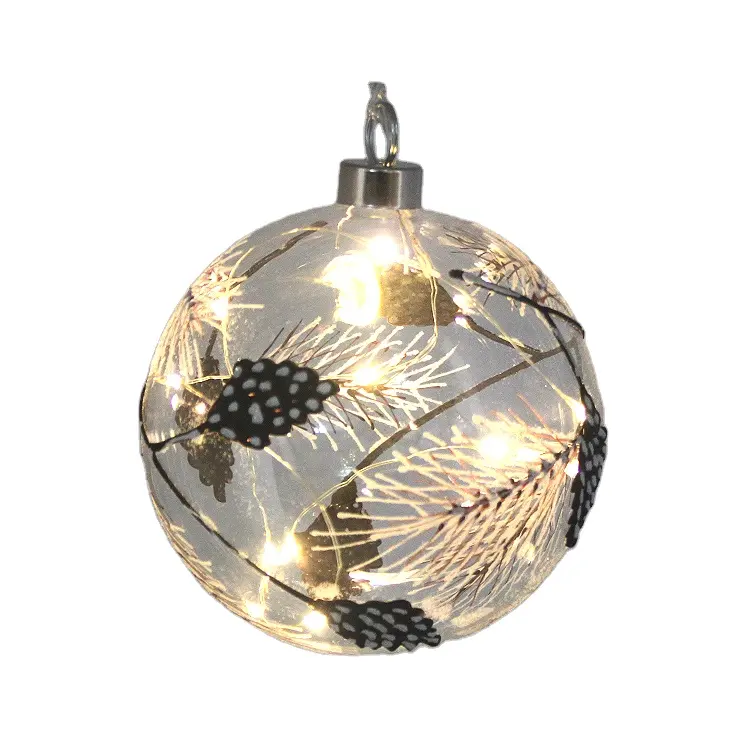 Boule lumineuse de noël 12cm 15cm 18cm, grande luminosité, boule de verre suspendue, ornements lumineux avec ficelle lumineuse Led pour décoration d'arbre de noël
