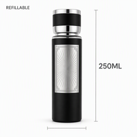 Flacon de parfum vide en verre de 250 ml, noir mat, cylindrique avec bouchon argenté, style arabe, flacon de luxe rechargeable en gros