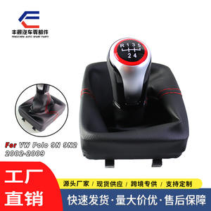 Poignée de levier de vitesses en cuir Volkswagen Polo 5/6 vitesses, surpiqûres rouges, ergonomique, pour boîte manuelle - Product Image 5