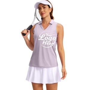 Camisetas sin mangas con cuello en V acanaladas para niñas y camisetas de golf con cuello, de nailon/cachemira, peso de tela 160g - Product Image 6