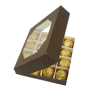 Caja <span class=keywords><strong>de</strong></span> embalaje <span class=keywords><strong>de</strong></span> papel <span class=keywords><strong>de</strong></span> 16 cuadrículas para galletas, dulces, Chocolate, macaron, con tapa transparente para ventana <span class=keywords><strong>de</strong></span> mascotas, color chocolate - Product Image 4