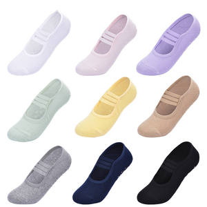 Meias Esportivas Antiderrapantes de Yoga Com Aderência Profissional Para Fitness e Pilates de Cano Baixo Com 3 Tiras e Costas Abertas em 9 Cores - Product Image 1