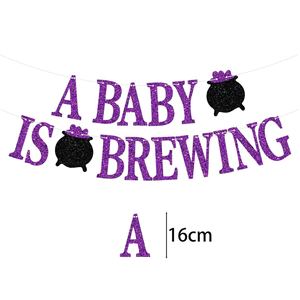 Pancarta de Alta Calidad para Baby Shower de Halloween, <span class=keywords><strong>Feliz</strong></span> Halloween con Bruja, Murciélago, Araña y Calabaza, para Decoración de Habitaciones, Guarderías y Regalos - Product Image 3