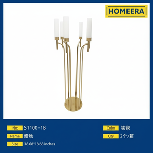Portacandele fatto a mano in ferro oro titanio W40 H110cm da tavolo supporto di natale per decorazioni per la casa e matrimoni imballati in scatola - Product Image 1