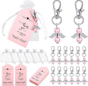 Offre Spéciale : Lots de Porte-clés Ange en Gros avec Breloque Ange Perle, Sachet en Organza et Étiquette de Remerciement – Idéal pour Mariage, Baptême, Baby Shower, Cadeau pour Invités - Product Image 6
