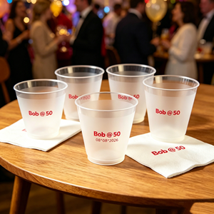 Contenant jetable en plastique PP écologique de 300 ml avec logo personnalisé pour café, thé, jus, vin et bière, idéal pour les mariages et les événements. - Product Image 1