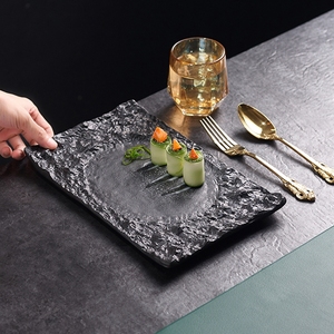 จานอาหารค่ำเซรามิกสีดำทรงกลมถาดเสิร์ฟอาหารร้านอาหารถาดเสิร์ฟสลัดเค้กซาชิมิเค้กของหวาน - Product Image 3