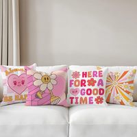 4 housses de coussin décoratives roses, 18 * 18 pouces, motif floral inspirant en forme de cœur, adaptées à la décoration de canapé à domicile pour filles