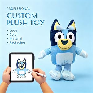 Peluche en gros personnage chien bleu, poupée en peluche de <span class=keywords><strong>dessin</strong></span> <span class=keywords><strong>animé</strong></span>, peluche personnalisée OEM ODM - Product Image 1