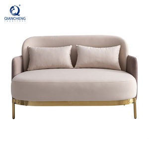 أريكة فاخرة حديثة لردهة الفندق والمطعم وصالة الاستراحة، أثاث غرفة المعيشة على الطراز الأوروبي بإطار معدني وثلاثة مقاعد من القماش - Product Image 2